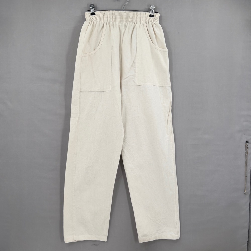 Vintage USA Cream Linen Blend Pants Coastal Grandmother Sustainable Style XS